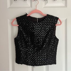 BOGO Vintage Black Sequin Top with Zipper Back - size S/M